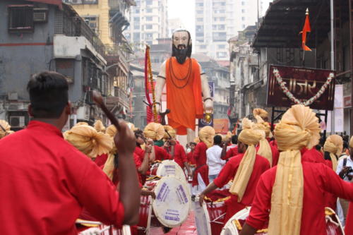 Gajar Dhol Tasha Pathak celebrating New year in front of Samartha Ramdas Swami Eco Friendly Idol